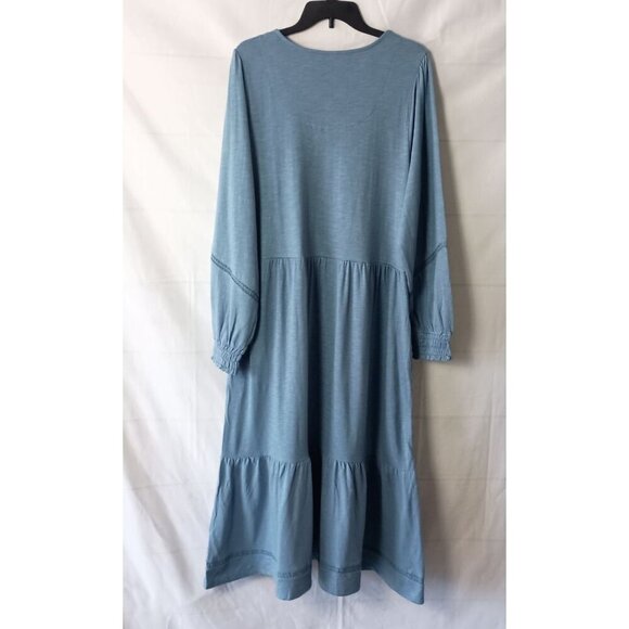 Denim & Co Canyon Retreat Linen Blend Midi Boot Dress XL Blue Western - Picture 6 of 7